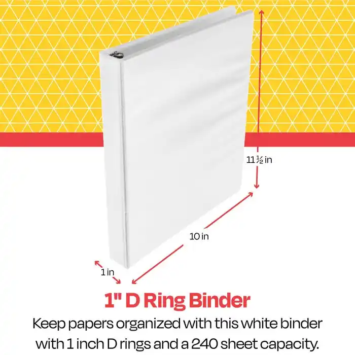 School Smart Durable Polypropylene D-Ring View Binder, 1 Inch, White Popular
